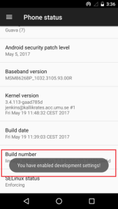 Android Build Number